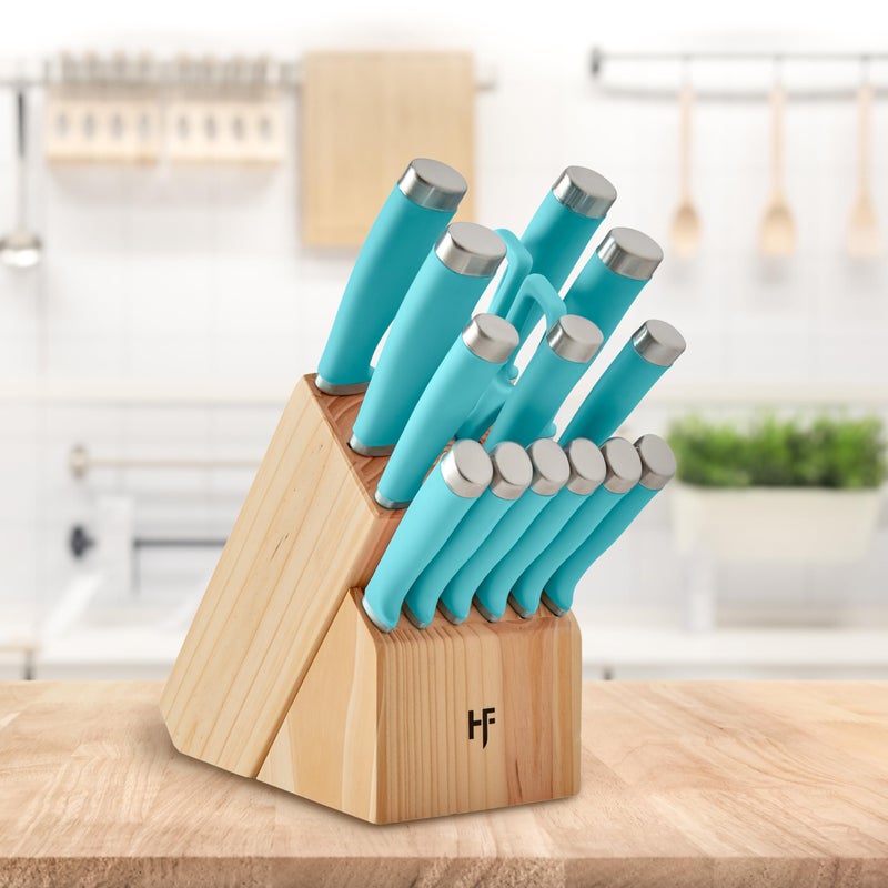 Hampton Forge Epicure True Aqua Knife Block Set, 15 Piece - Image 3